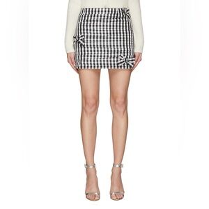 Bernadette Taffi Bow Detail Checkered Taffeta Mini Skirt NWT Size 44
